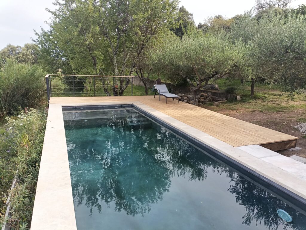 photo d'une piscine avec une terrasse